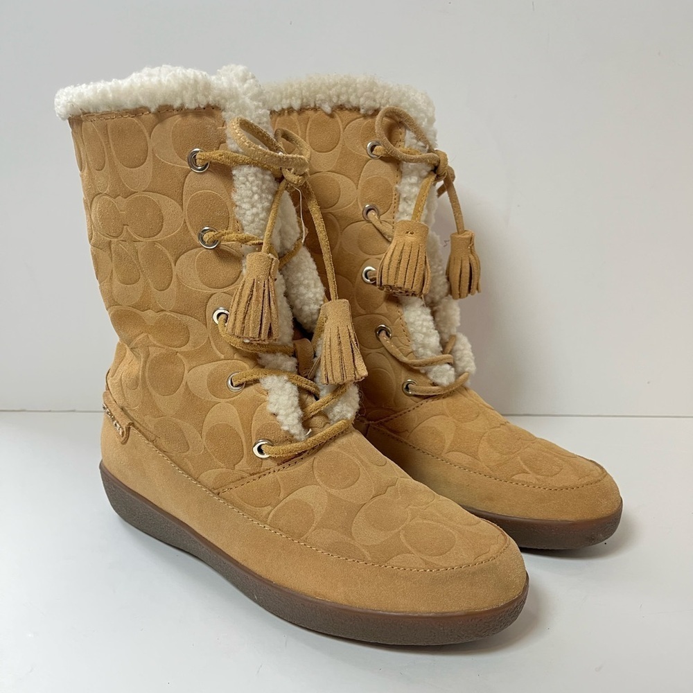 Coach Suede Shearling Boots Size 8B
